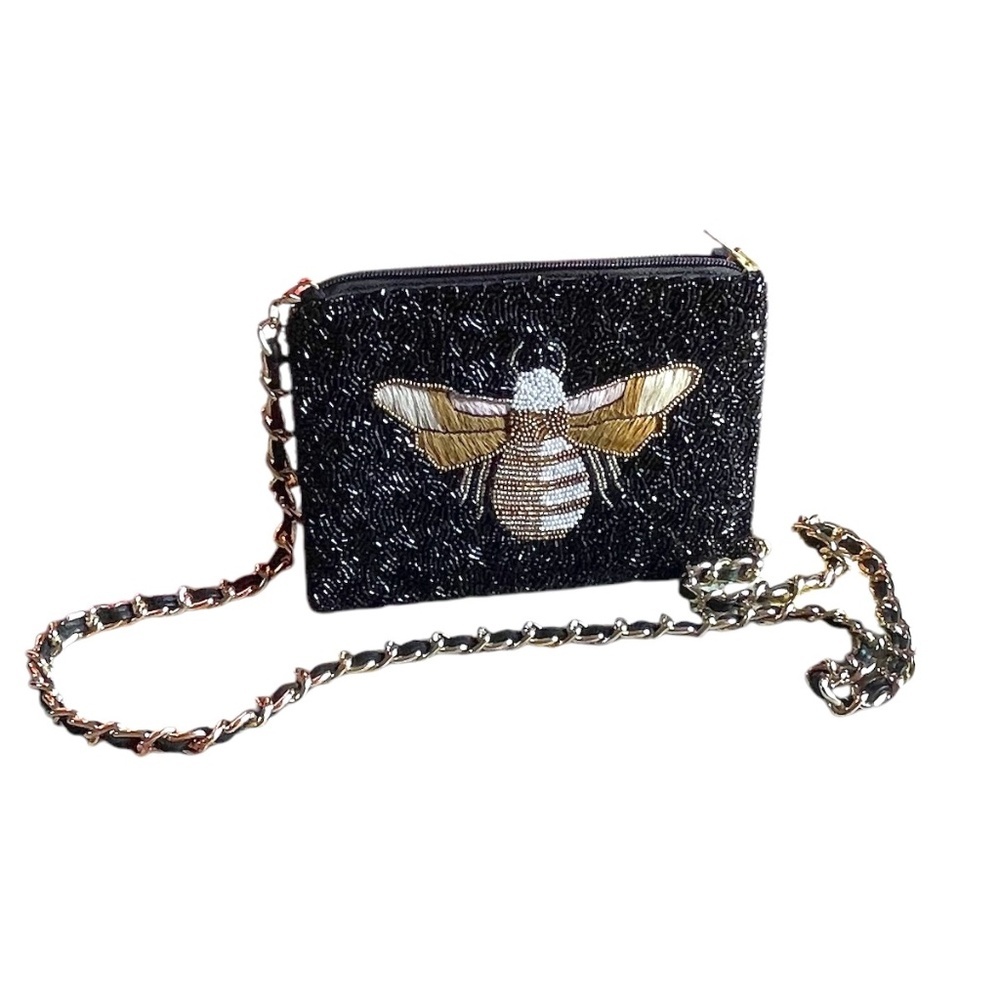NWOT CLUTCH IT Handmade Women's Beaded & Embroidered‎ Butterfly Black CLUTCH